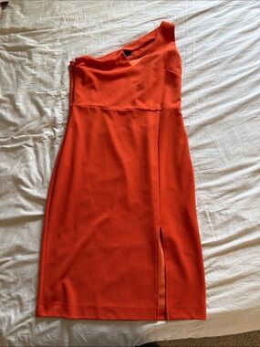 Rachel One-Shoulder Orange Cocktail Dress